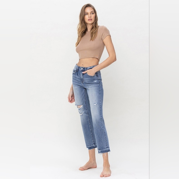 Vervet Lovervet Lena High Rise Straight Crop Released Hem Jeans Plus 14, 18, 20 - Picture 7 of 11
